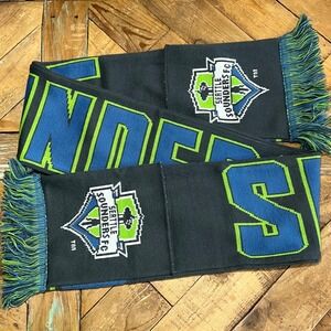 Seattle Sounders FC Adidas Knit Scarf Pockets Blue Green Gray‎ Fringe